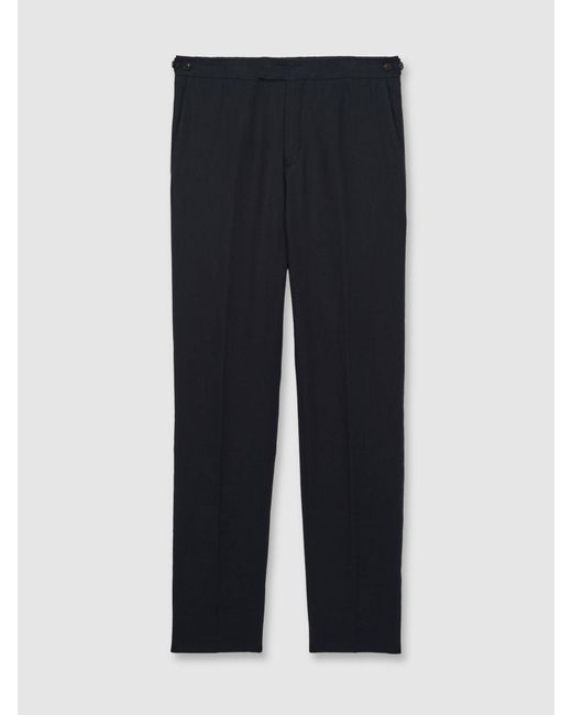 Reiss Blue Tailored Fit Tailored-Fit Linen Trousers for men