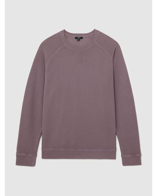 Reiss Purple Cotton-Piqué Garment-Dyed Sweatshirt for men