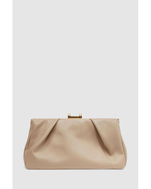 Reiss Black Madison - Taupe Madison Leather Clutch Bag, One