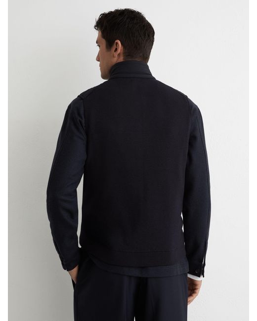 Reiss Blue Newford - Navy Funnel-neck Quilted Knit Gilet, L for men