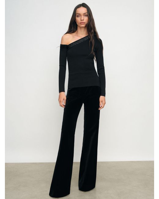 Reiss Black Bead-Detail Off-Shoulder Knit Top