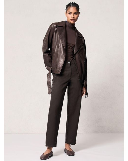 Reiss Black Leather Biker Jacket