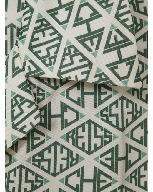 Reiss Gray Idra - Ivory/sage | Ché Monogram Print Cuff Detail Cuban Collar Shirt, L for men