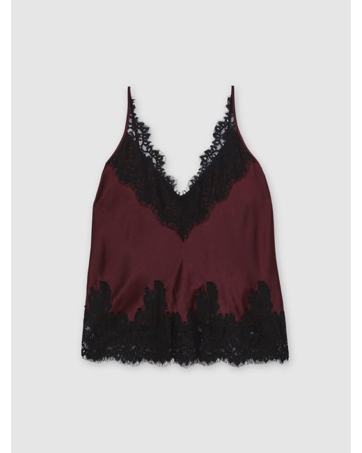 Reiss Blue Silk Lace-Trim Cami Top