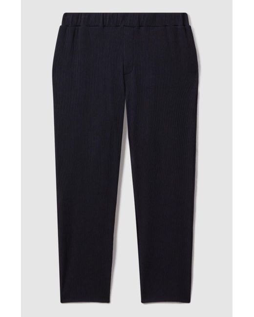 Reiss Blue Cyrus - Navy Ribbed Elasticated Waist Trousers for men