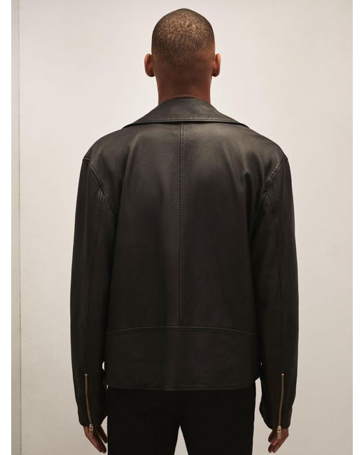 Reiss Black Royal Ballet Leather Jacket for men