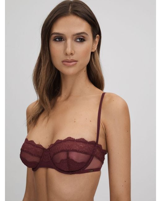 Calvin Klein Red Balconette Bra Lace Trim