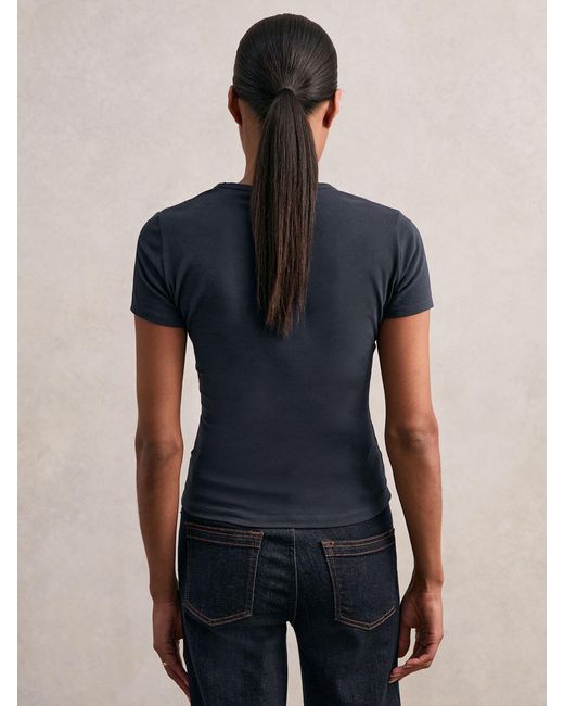Reiss Black Stretch Cotton V-Neck T-Shirt