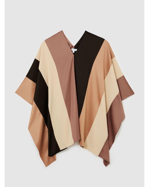 Reiss Natural Chocolate & Cream Colour-Block Tunic Dress