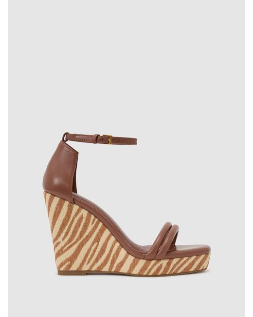 Reiss Hazel - Natural Leather Zebra-wedge Sandals, Us 9 (uk 7)