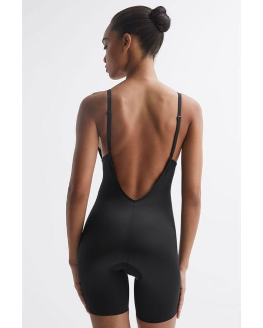 Spanx Suit Your Fancy Plunge Low-Back Mid-Thigh Bodysuit Black