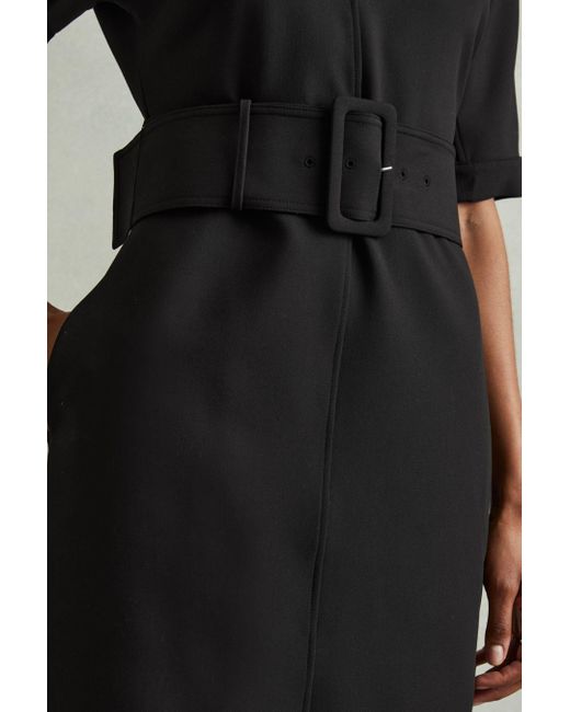 Reiss Black Belted Mini Dress