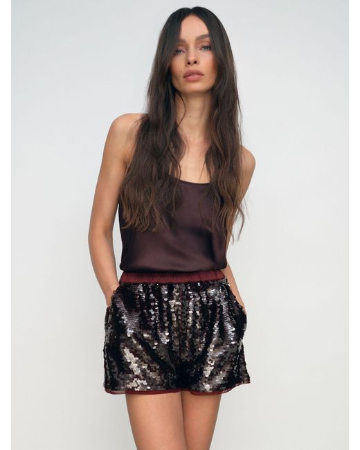 Reiss Black Sequin Shorts