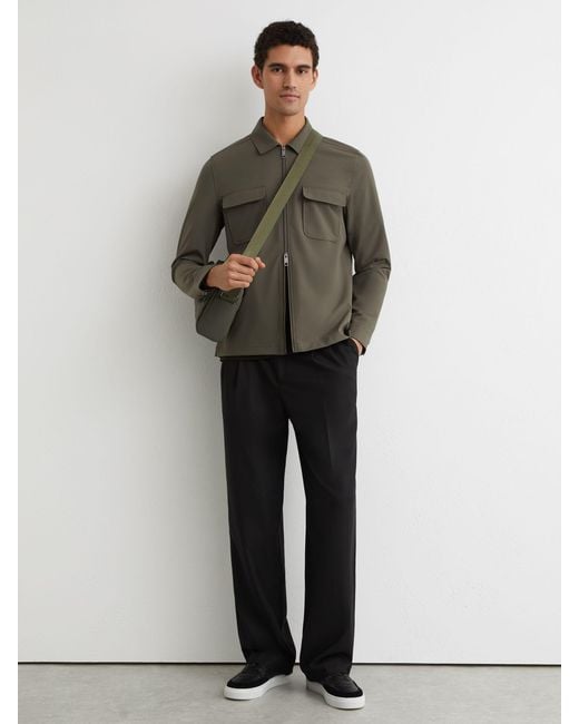 Reiss Gray Technical Zip-Through Overshirt for men