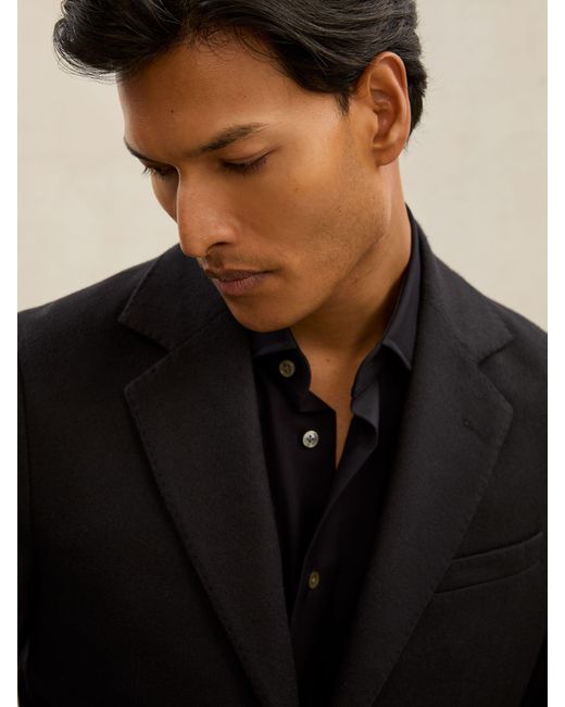 Reiss Black Atelier Cashmere Single-Breasted Blazer Tailored-Fit for men