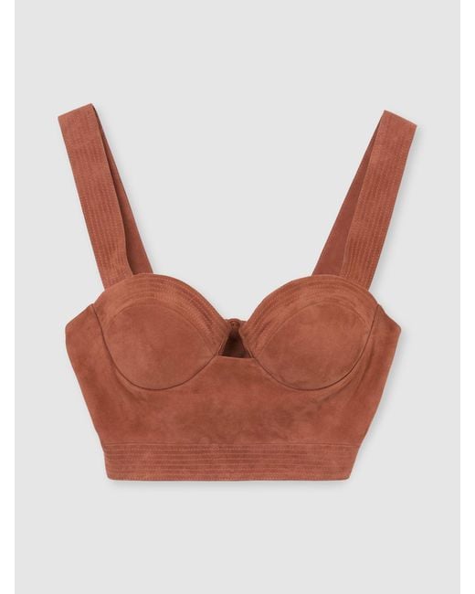 ATELIER Brown Suede Bustier Top