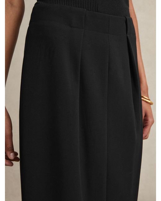 Reiss Gabi - Black Pleated Crepe Pencil Skirt
