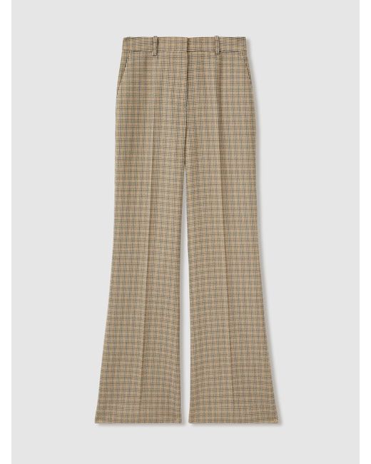 Reiss Natural Wool Wide-Leg Houndstooth-Check Trousers
