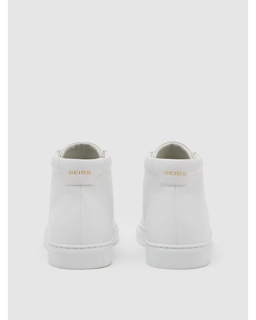 Reiss White Luca Tumbled-Leather-Top Trainers for men