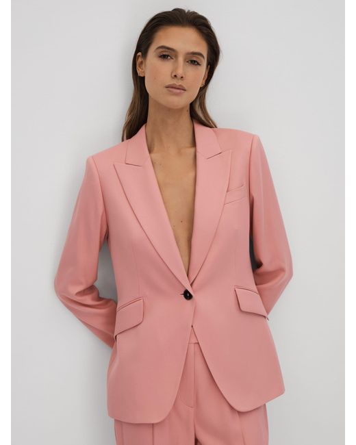 Reiss Pink Tailored Single Breasted Suit Blazer