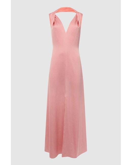 Reiss Pink Lila - Coral Bridesmaid Twist Detail Midi Dress, Us 0