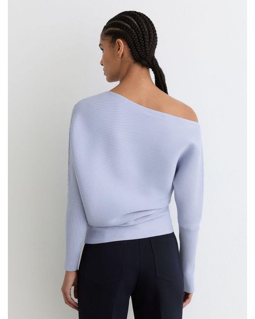 Reiss Gray Asymmetric Draped Knitted Jumper