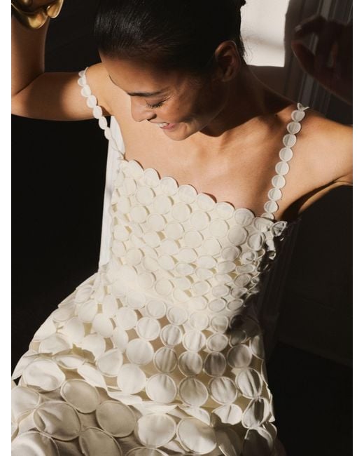Reiss Natural Cotton Cut-Out Belted Midi Dress