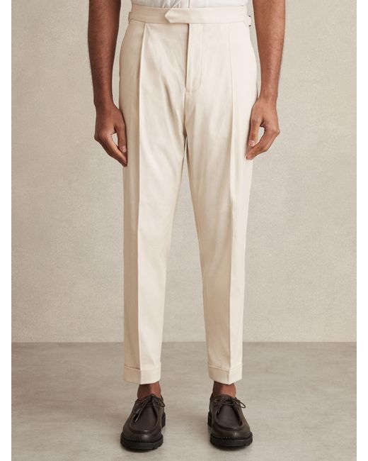 Reiss Natural Cantwell - Stone Stretch-cotton Tapered Trousers, 34 for men
