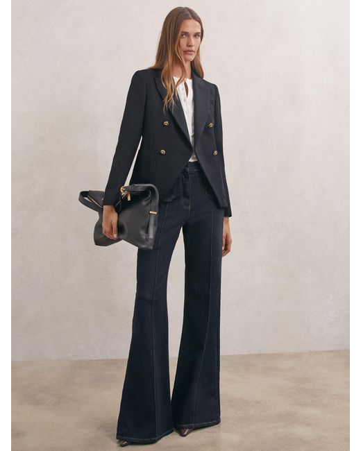 Reiss Blue Gigi - Navy Petite Wool-blend Double-breasted Blazer, Us 10