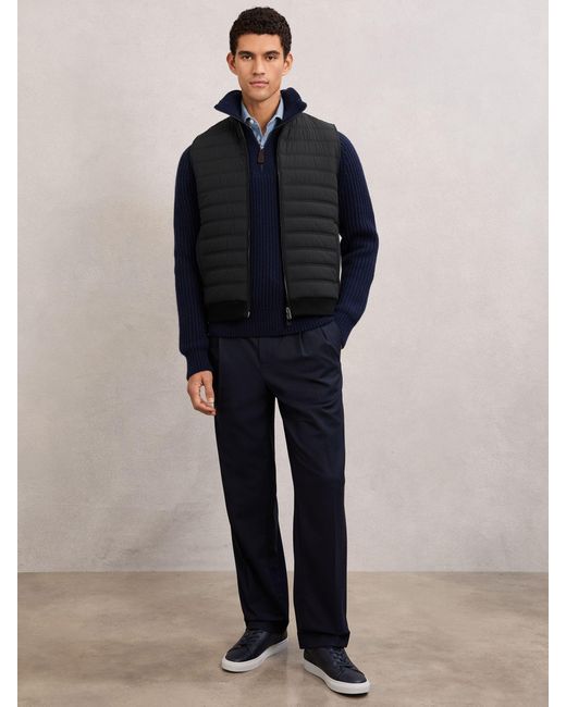 Reiss Blue Funnel-Neck Quilted Knit Gilet for men