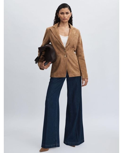 PAIGE Blue Waistband Wide-Leg Jeans