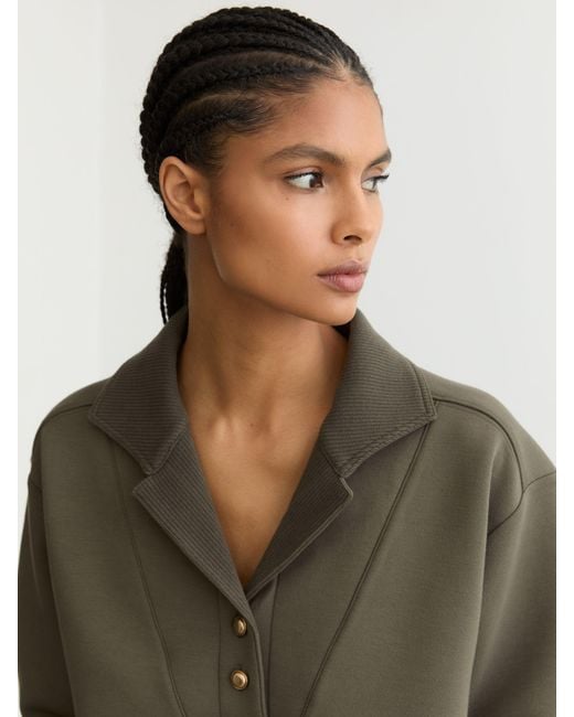 Reiss Green Premium Interlock Collar Sweatshirt