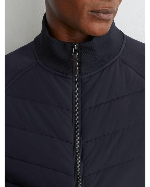 Reiss Blue Hybrid Quilted And Interlock Zip Jacket for men
