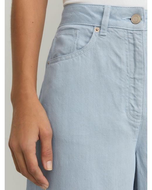 Reiss Blue Lyocell-Linen Wide-Leg Trousers
