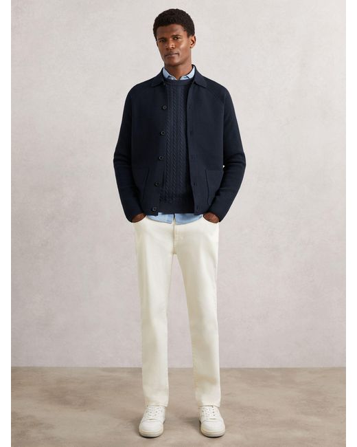 Reiss Blue Fitzgerald Button-Through Cardigan With Pockets for men