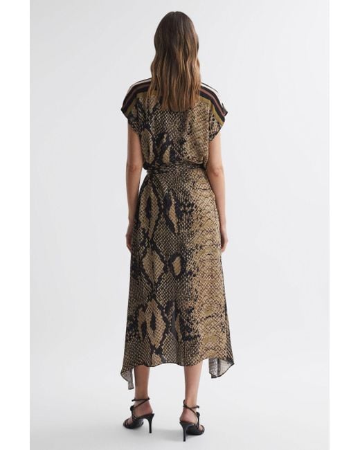 Reiss Bea - Brown Snake Print Midi Dress