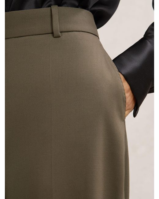Reiss Natural Solene - Green Wool-blend Wide-leg Suit Trousers, Us 4 R