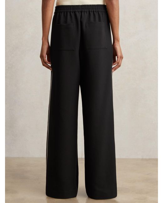 Reiss White Petite Side-Stripe Wide-Leg Trousers