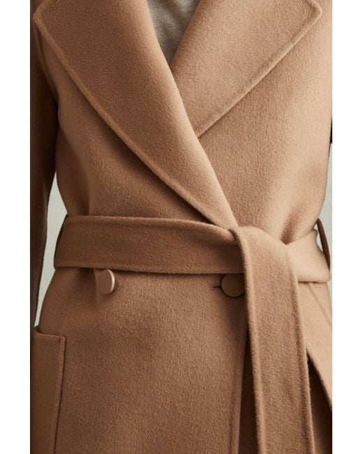 Reiss Lucia Light Camel Petite Wool Blend Double Breasted Blindseam Coat in Brown Lyst UK