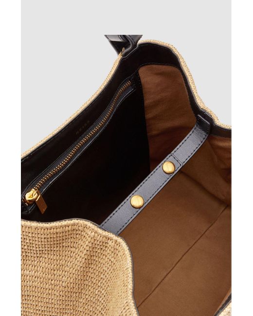 Reiss Nova - Natural Raffia Leather Strap Tote Bag