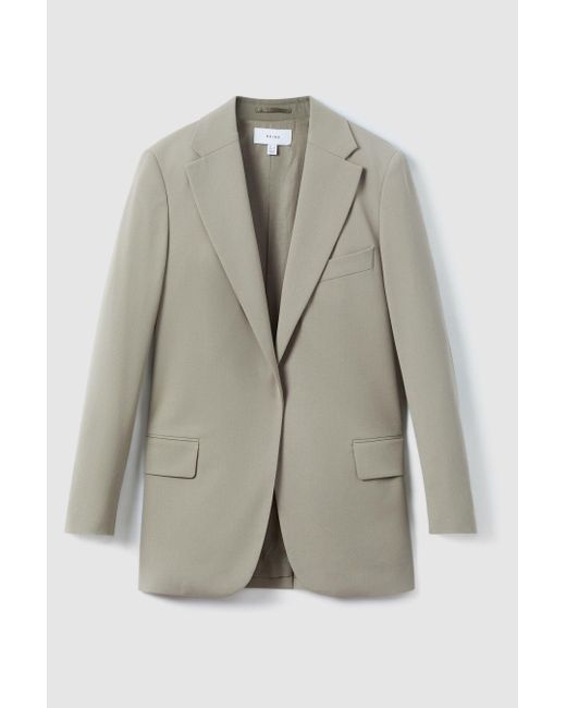 Reiss Whitley - Green Wool Blend Single Breasted Suit Blazer