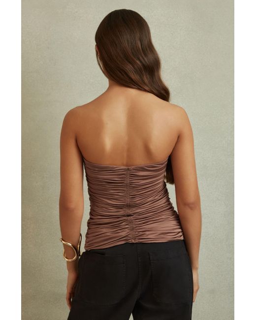 Reiss Natural Marina - Mink Ruched Strapless Tube Top