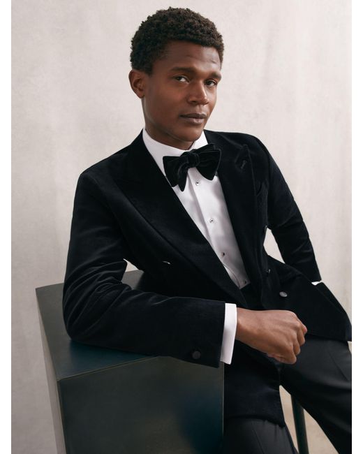 Reiss Black Velvet Bow Tie for men