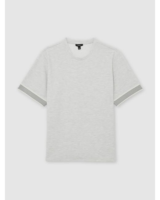 Reiss White Textured Tape-Cuff T-Shirt With Cotton for men