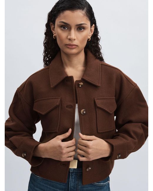 PAIGE Brown Wool-Blend Cropped