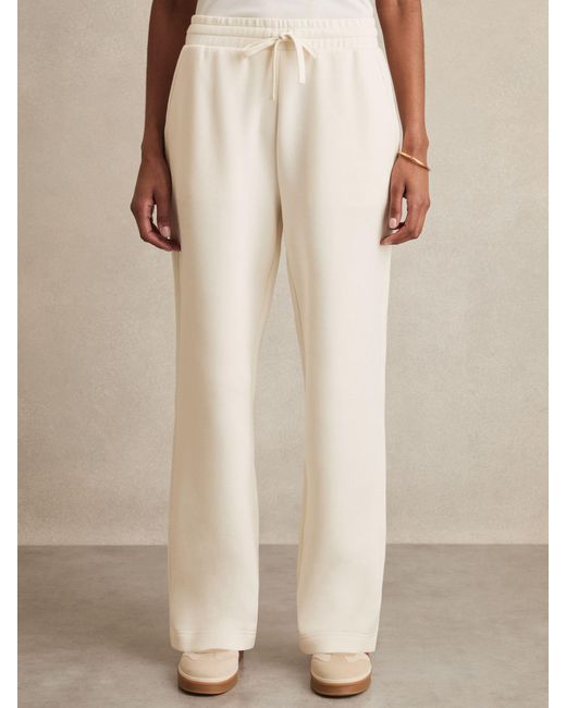 Reiss Natural Gaia - Ivory Cotton Blend Wide Leg Joggers, S