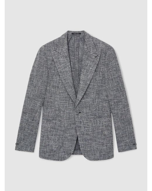 Reiss Gray Single-Breasted Textured Mélange Blazer Tailored-Fit for men