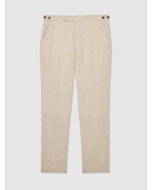 Reiss Natural Fibre - Oatmeal Brown Tailored Fit Virgin Wool Textured Tailored-fit Trousers, 36w X 31l (uk 36 R) for men