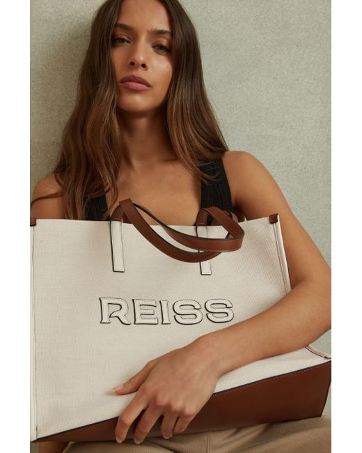 Reiss Lola - Natural Woven Logo Tote Bag, One