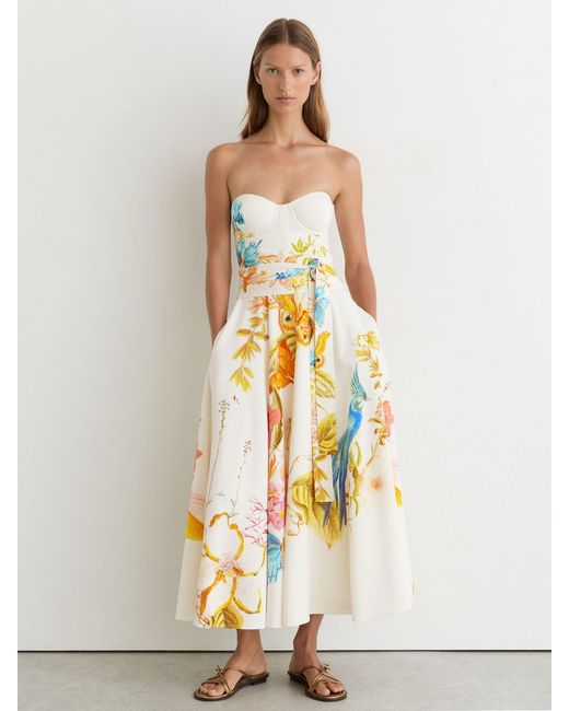 Reiss Brown X Nybg Printed Bustier Midi Dress